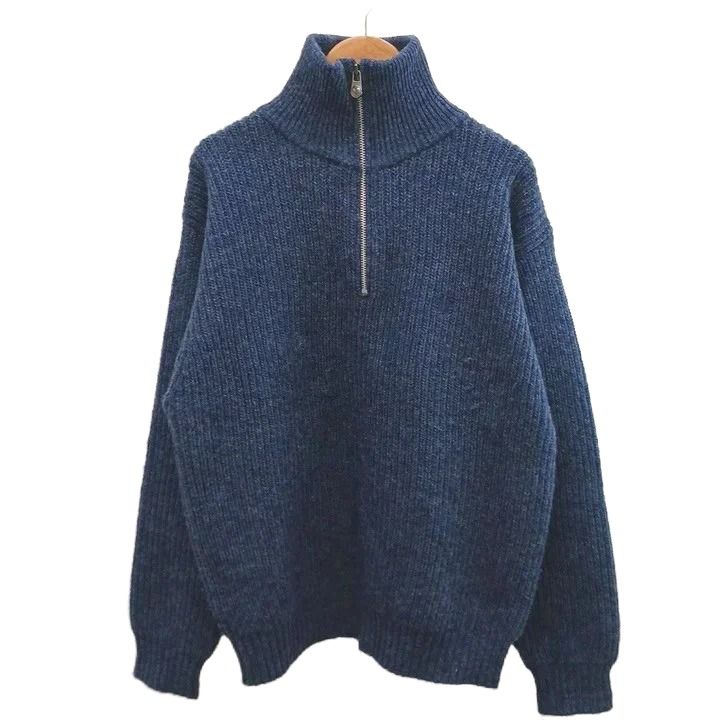 フレッドペリー FRED PERRY ニット セーター M 青 ブルー ハーフジップ 長袖 タートルネック /RN ■GY50 8,900円