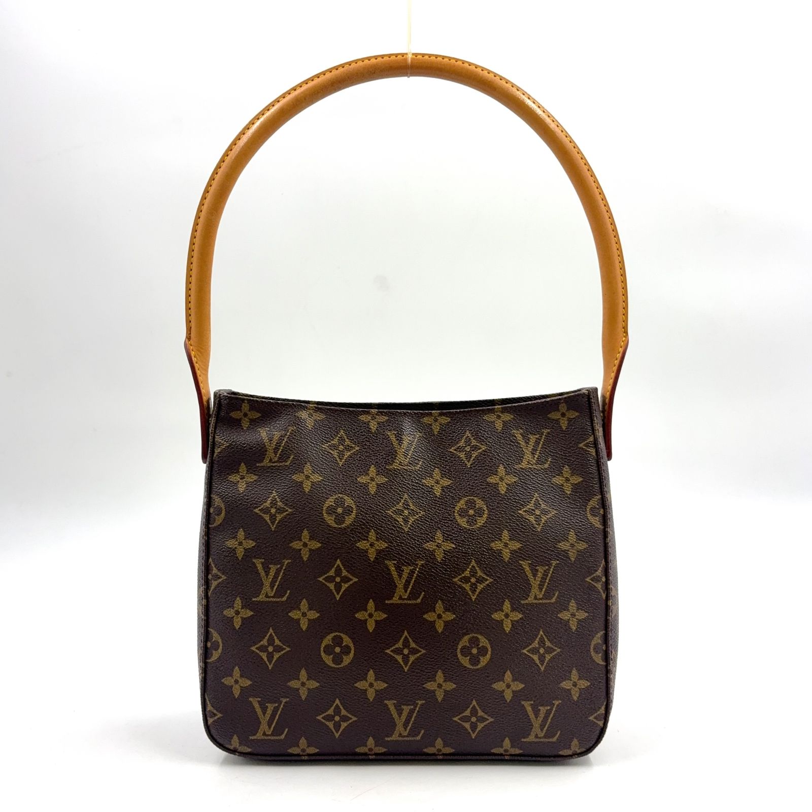 【新着】LOUIS VUITTON ルーピングMM モノグラム レザー PVC ブラウン ライトブラウン ハンドバッグ ゴールド M51146 62,425円