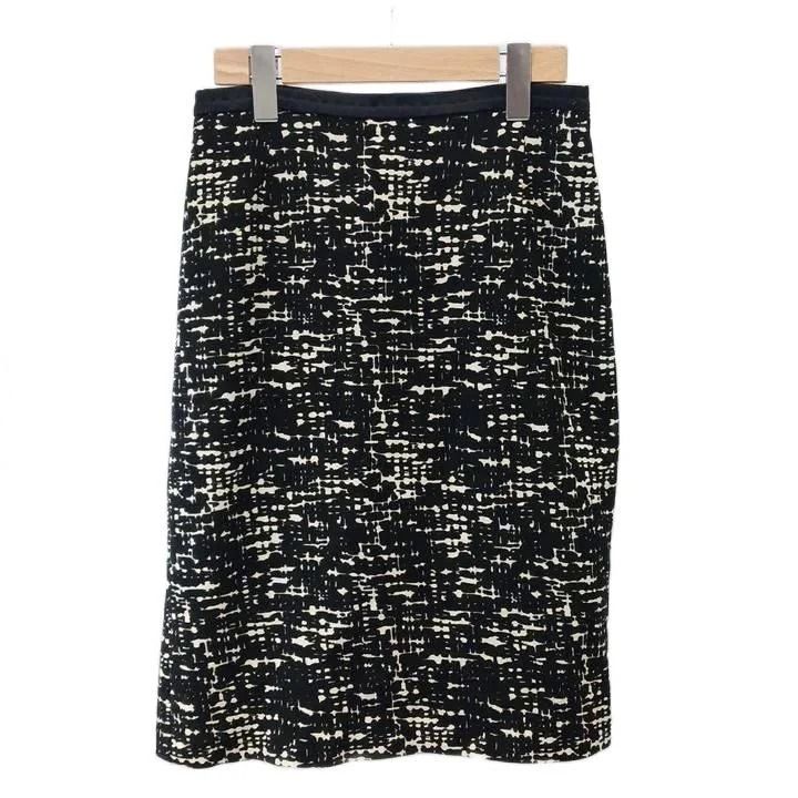 マックスマーラ MAX MARA タイトスカート 総柄 ミディ丈 40 黒 ブラック アイボリー /NP ■GY62