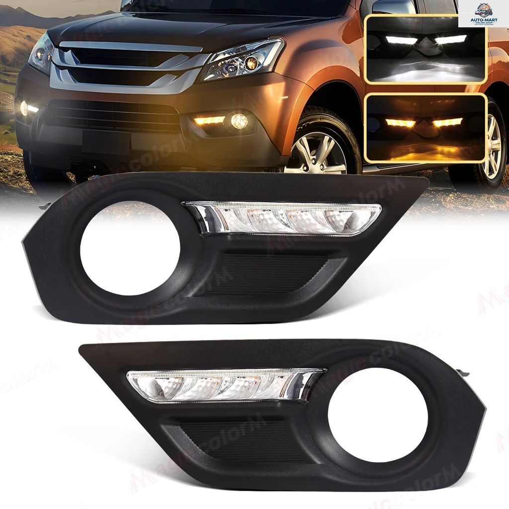 いすゞMU-X 2013-16用DLAA DRL LEDデイタイムランニングライトフォグランプフロントバンパーデイライトウィンカーホワイト/イエロー