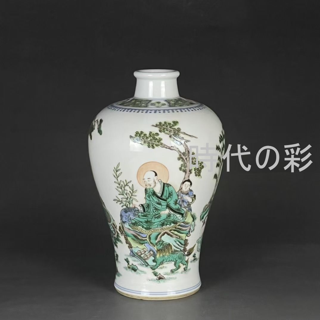 中国古美術・清康熙期風・五彩人物梅瓶・五彩磁器・人物紋・花瓶・中国古陶磁・古陶磁器・鑑賞用 R08090103 47,880円