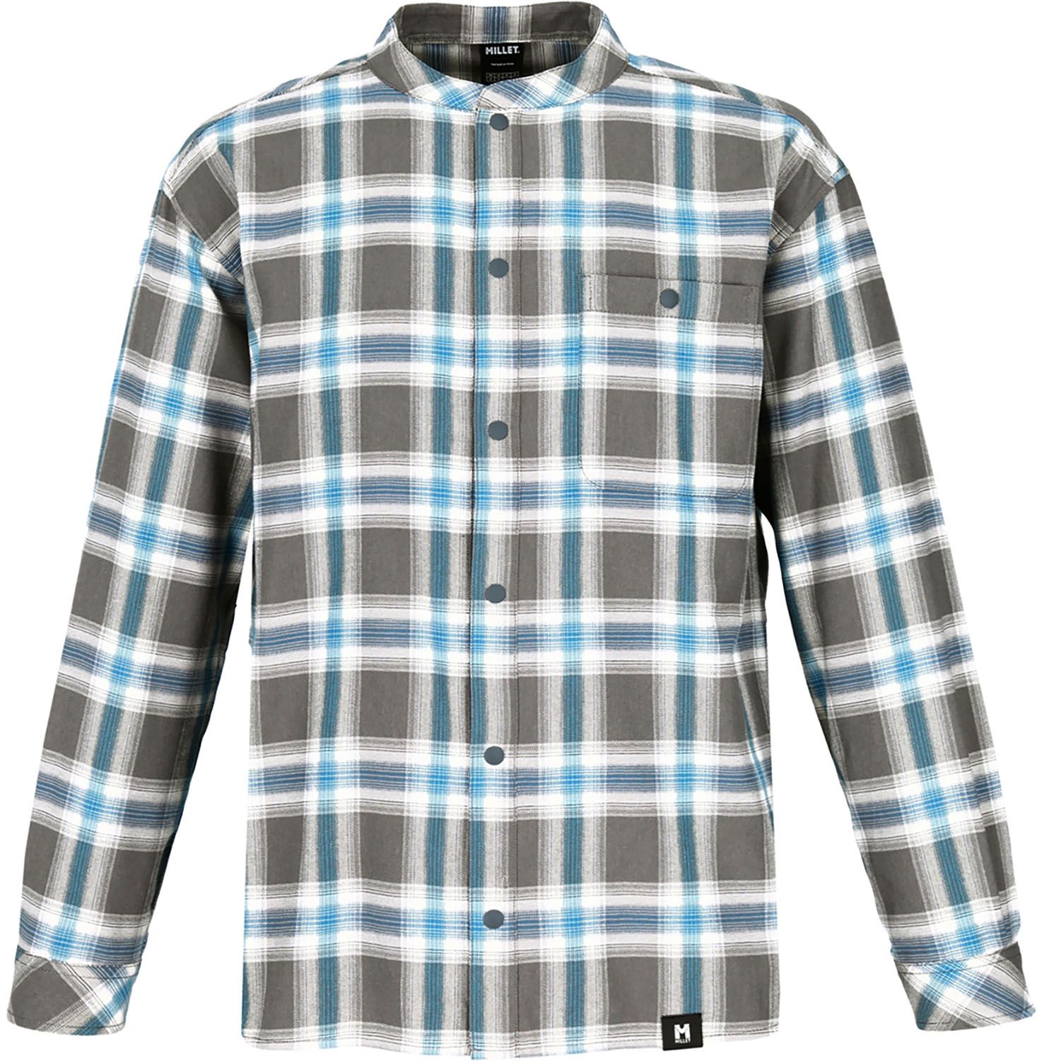 ミレー MILLET アウトドア パラディス ロングスリーブ スタンドシャツ PARADIS STAND SHIRT LS メンズ 長袖 フランネル 軽量 保温性 トレッキング ハイキング レジャー MIV03293 N2987 GRANITE
