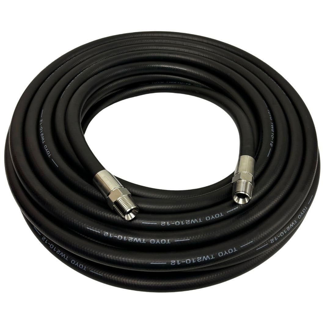 ★新品★高圧ホース 4分 両端R1/2オスネジ付き 業務用ワンタッチカプラ取付用 鉄製【1m/3m/5m/8m/10ｍ/15m/20m/30m/40m/50ｍ】 洗浄機 洗車 窓 外壁 網戸 外壁 ベランダ (5m) 8de23e5d