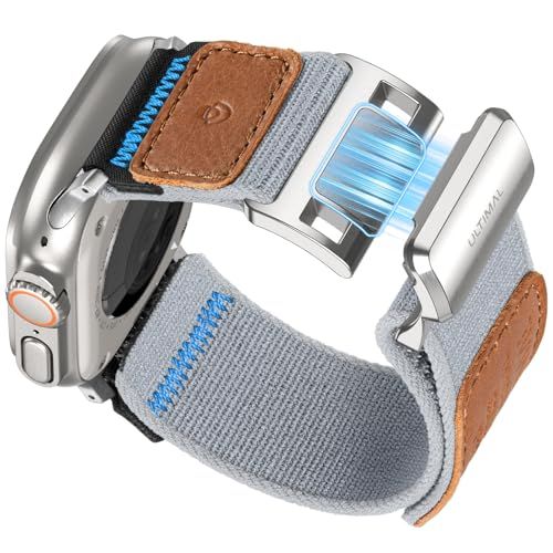 編み込み式ストレッチバンド、マグネットバックル付き。Apple Watch Ultra 3/Ultra 2/Ultra Series 11/10/9/8/7/6/5/4/SE/SE2/SE3 対応。49mm/46mm/45mm/44mm 専用設計（灰色? Ju