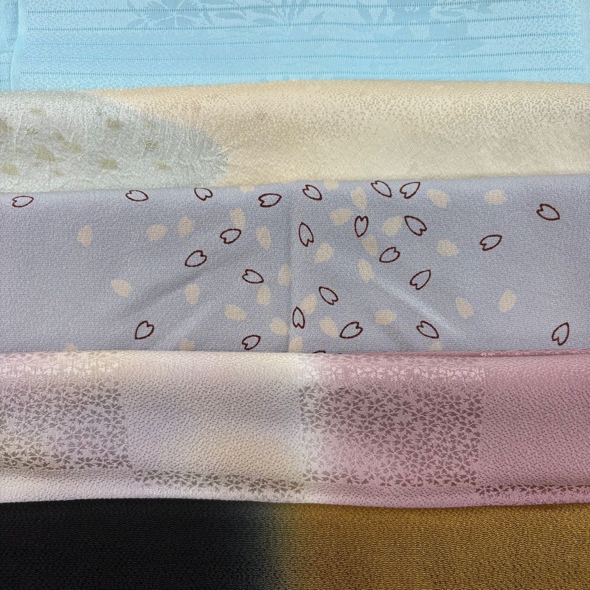 帯揚げ 優品 帯揚げ5枚セット 水色 正絹 和装小物 【中古】