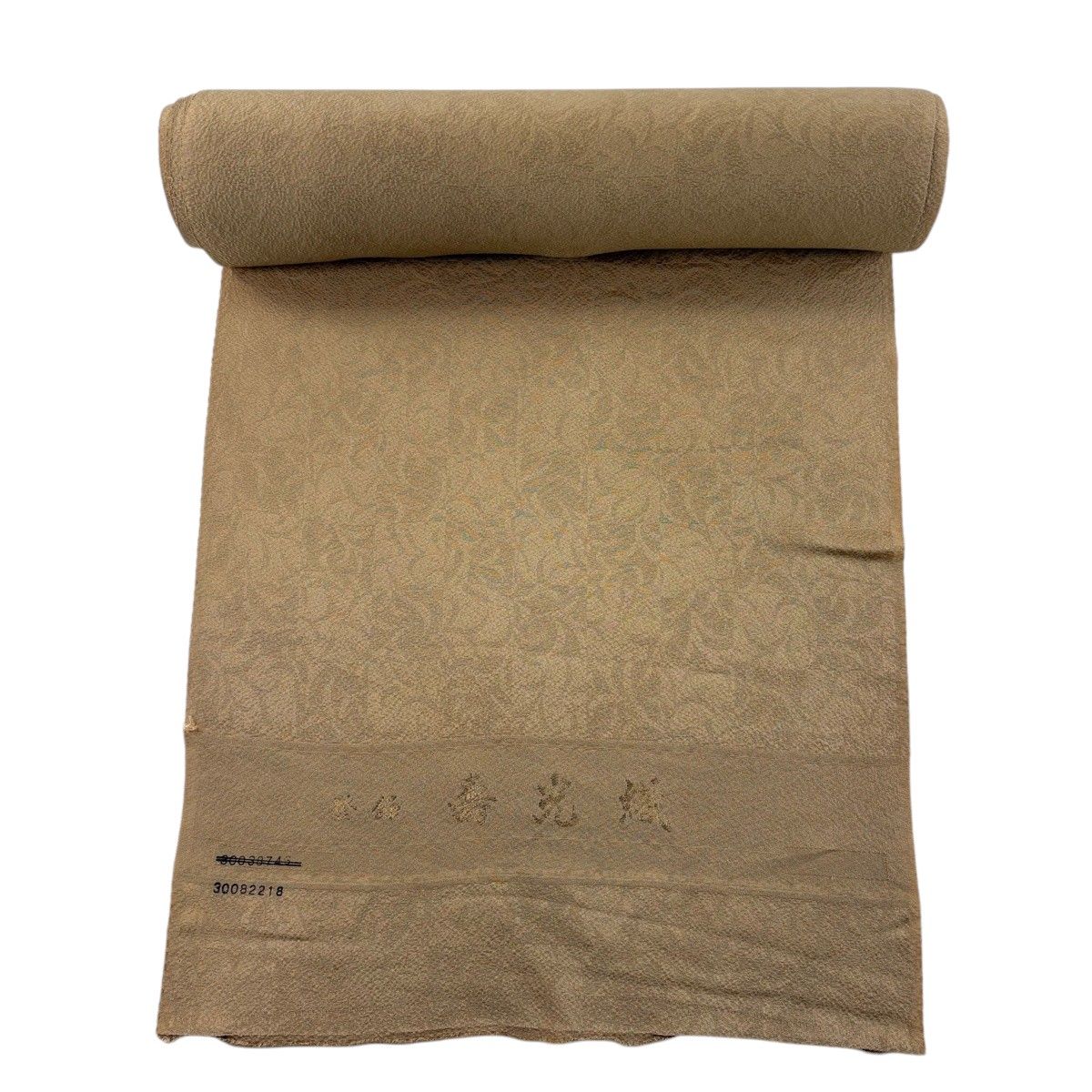 反物 秀品 色無地 寿光織 地紋 薄茶色 正絹 【中古】