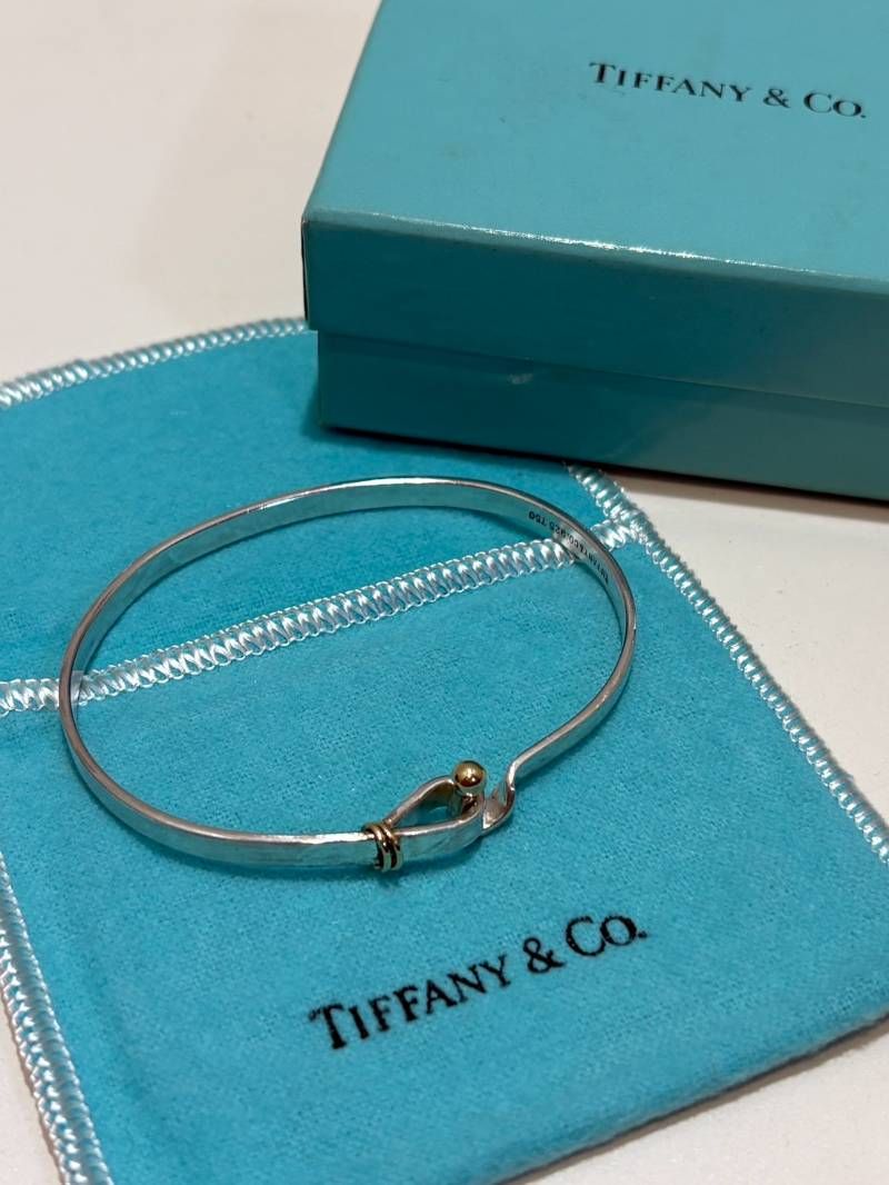 ② TIFFANY＆Co. フック&アイ バングル ブレスレット シルバー イエローゴールド 925 750