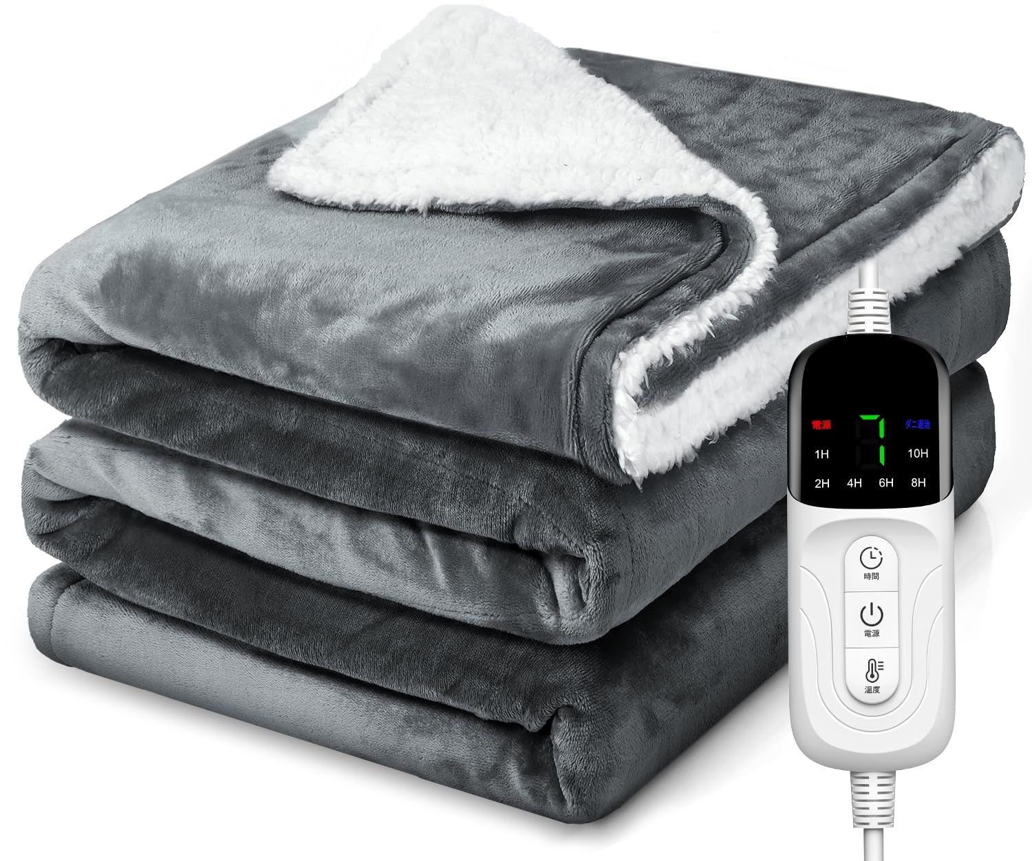 KOCEEY 電気毛布 掛け敷き兼用 188×130cm【大きいサイズフランネル＋起毛】電気ブランケット 電気ひざ掛け 3分速暖 恒温加熱 ダニ退治 7段階温度調整 6段階切タイマー ふわふわ 暖房器具 省エネ 自動電源オフ 過熱保護 丸洗い可 厚手生地 0