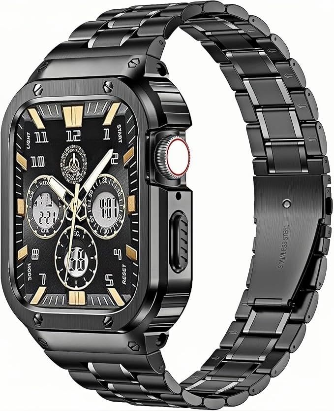 MioHHR ステンレススティール製バンド、ケース互換性 Apple Watch Bands 44/42mm(シリーズ 3/2/1) Ju