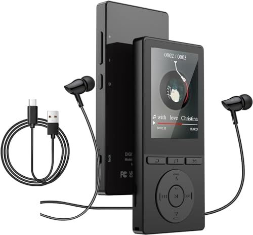 mp3プレーヤー Bluethtooth5.3, HIFI音楽プレイヤー,mp3プレーヤー スピーカー内蔵, 64GB内蔵 128GB拡張可能 SDカード対応, 搭載 多機能デジタルオーディオプレーヤー FM ラジオ／電子書籍／アラーム／録音 911f06a7