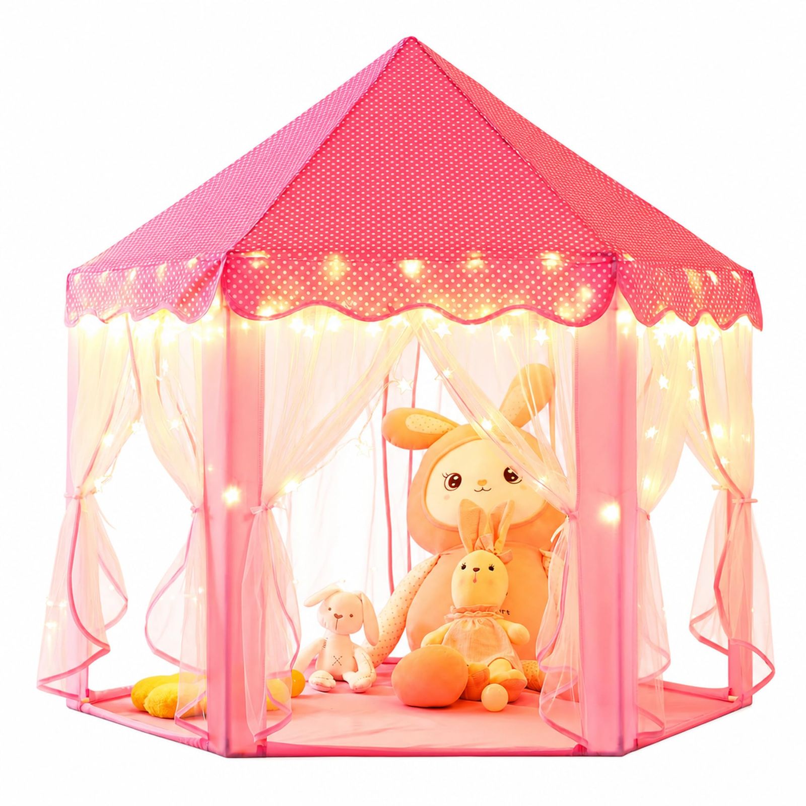 キッズテント 女の子のおもちゃ 子供用テントハウス プリンセスのお城デザイン 秘密基地 室内遊具 簡単に組立 お誕生日 クリスマスプレゼント おままごと Monobeach ピンク 1