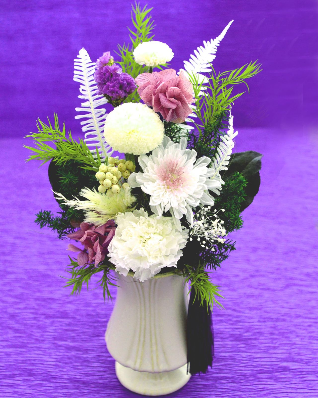 枯れない 仏花 100% プリザーブドフラワー 淑華 お供え お悔やみ お仏前 (ホワイト)送料無料 d4287710 8,216円