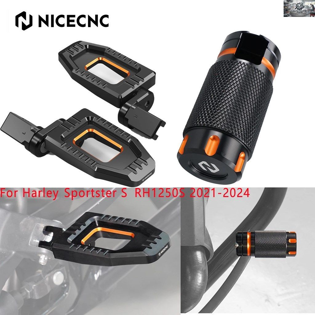 ハーレー スポーツスター S RH1250S RH 1250S RH1250 S 2021-2024 2023 用 NICECNC 調整可能ライダー フットペグ フットレスト リアブレー