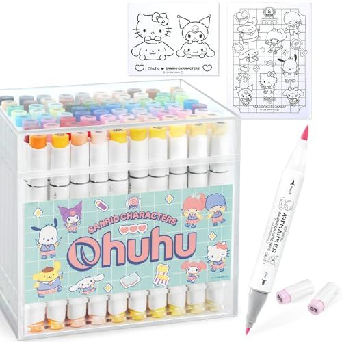 サンリオキャラクターズ× Ohuhu イラストマーカー 筆タイプ 筆・細字 80色81本 プロ愛用 パステルカラー 薄色 マーカーペン アルコール系 ブレンダーペン1本付き Honolulu Bシリーズ送料無料 58dc42a9