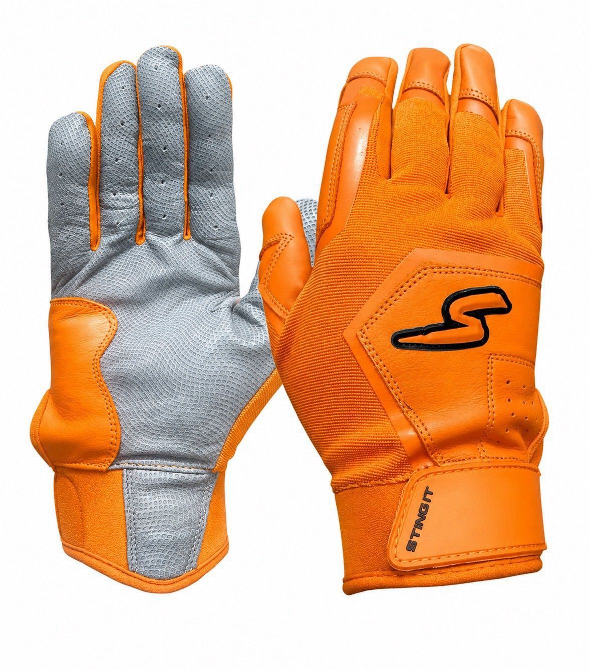 STINGER/スティンガー　Color Crush Batting Gloves- Orange バッティンググローブ 野球 革手袋 打撃用 両手用　ショートカフ