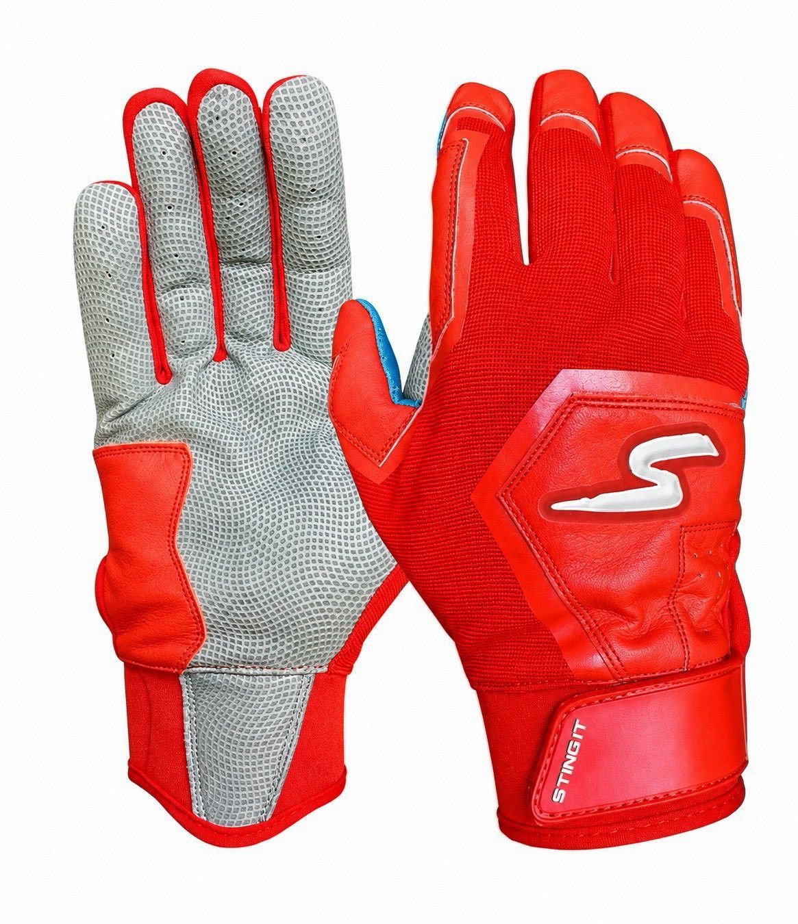 STINGER/スティンガー　Color Crush Batting Gloves - Red　Sting Squad Batting Gloves - USA (Bee Logo) バッティンググローブ 野球 革手袋 打撃用 両手用　ショートカフ
