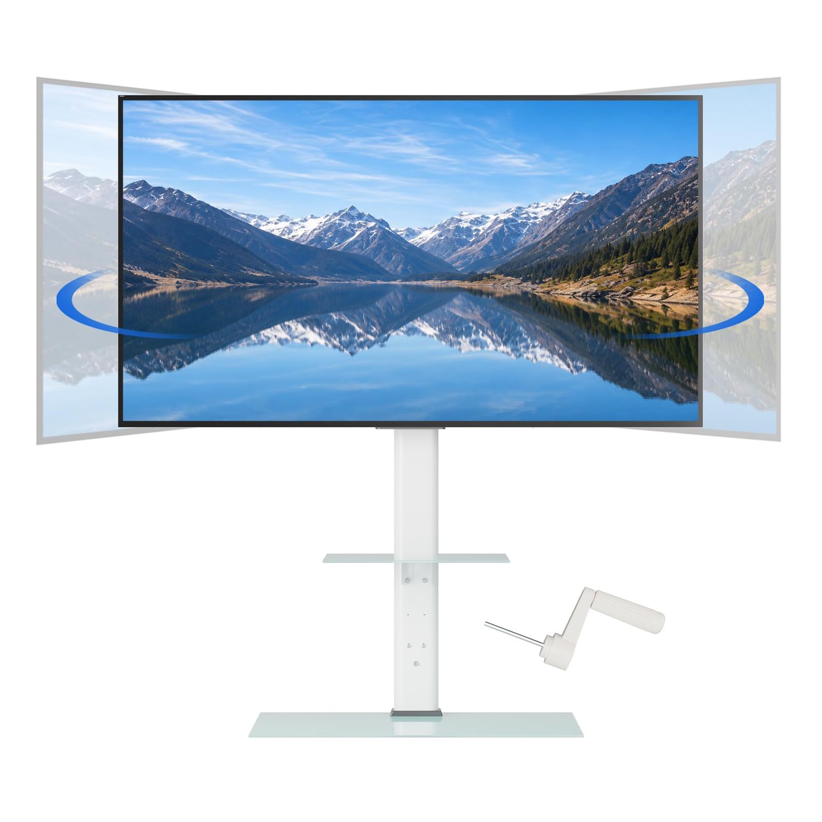 【テレビを外さず手回し昇降】 テレビスタンド 左右首振り TVスタンド 37~75インチ対応 VESA対応 耐荷重40kg 無段階調節 ホワイト | 左右35°首振り可能 VESA横200?600mm/縦100?400mm tv台 テレビ台 47b26c4f 9,684円