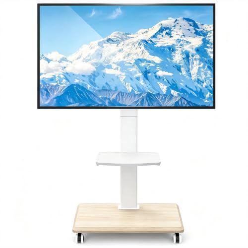 Rfiver テレビスタンド キャスター付き 壁寄せ tvスタンド 32?65インチ tv stand テレビ台 移動式 耐荷重40kg ライトオーク | ラック回転, 高さ調整可能, 木製ベース, VESA400x400までym ee2edf0a