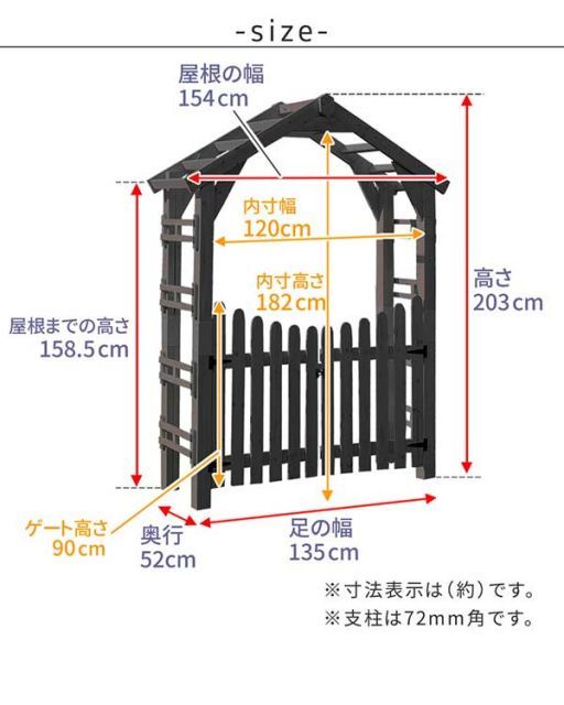 天然木製三角アーチ ゲートセット 「WOOD CHURCH」 (ウッドチャーチ) アーチとゲートのセット アーチ 門 ゲート 木製 diy キット 扉 両開き 外開き 観音開き 庭 入口 門扉 ホワイト ダークブラウン おしゃれ 北欧 ガーデニング ガーデン