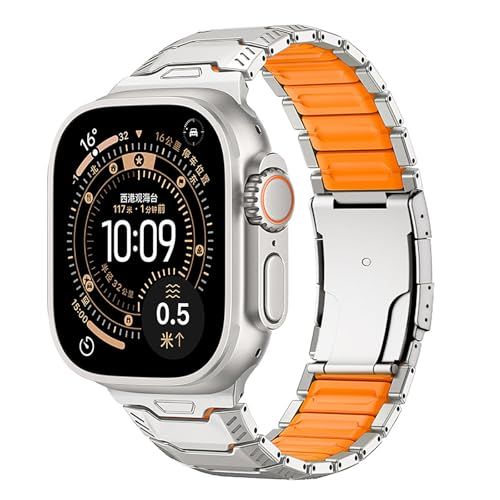For Apple Watch Ultra 3/2/1バンド、純チタンと液体シリコン製、タートルバック式留め金付き コンパチブルアップルウォッチ SE/6/5/43/2/1 For iWatch S11/10/9/8/7用プレミアムなスポーティカジュアル Ju 7,290円