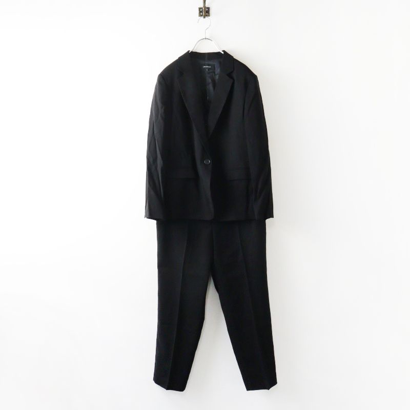美品 大きいサイズ アンタイトル UNTITLED トリアセストレッチ テーラードジャケット パンツ スーツ セットアップ 44＼黒【2400015140827】