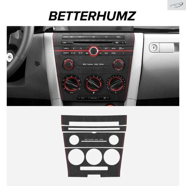 マツダ3 アクセラ 2004-2009用 カンターラ製 センターコンソール エアコントリムステッカー 車内アクセサリー