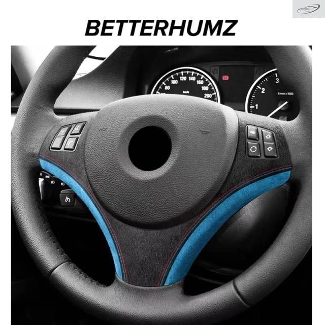 製 BMW E90 E91 E92 E93 320i 3シリーズ用 カーステアリングホイールパネルステッカー カンターラ製インテリアトリム 3ピースアクセサリー