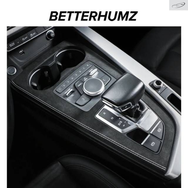 製 アウディ A4 B9 A5用 カンターラ製センターコンソールギアシフターパネルサイドトリムストリップステッカー 車内アクセサリー