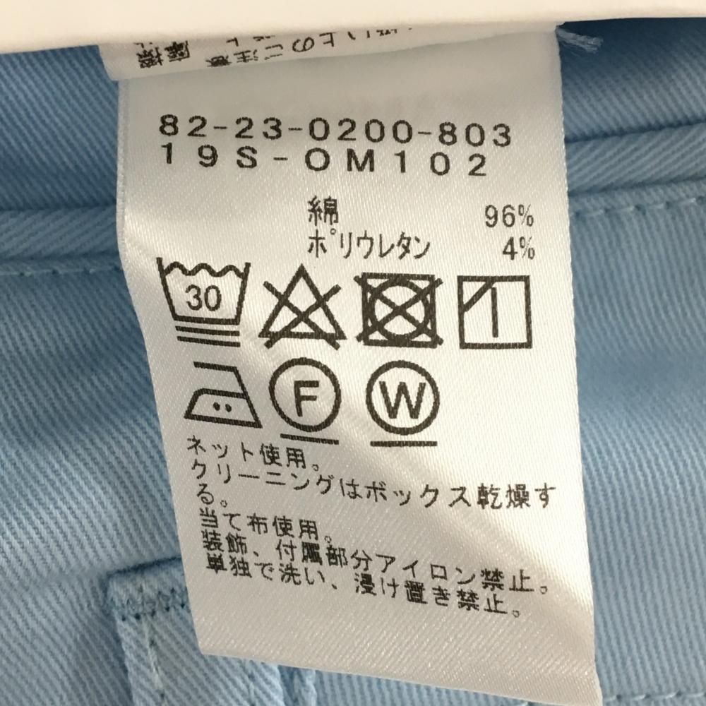 新品】ビームスゴルフ パンツ ライトブルー×白 ロゴ刺しゅう