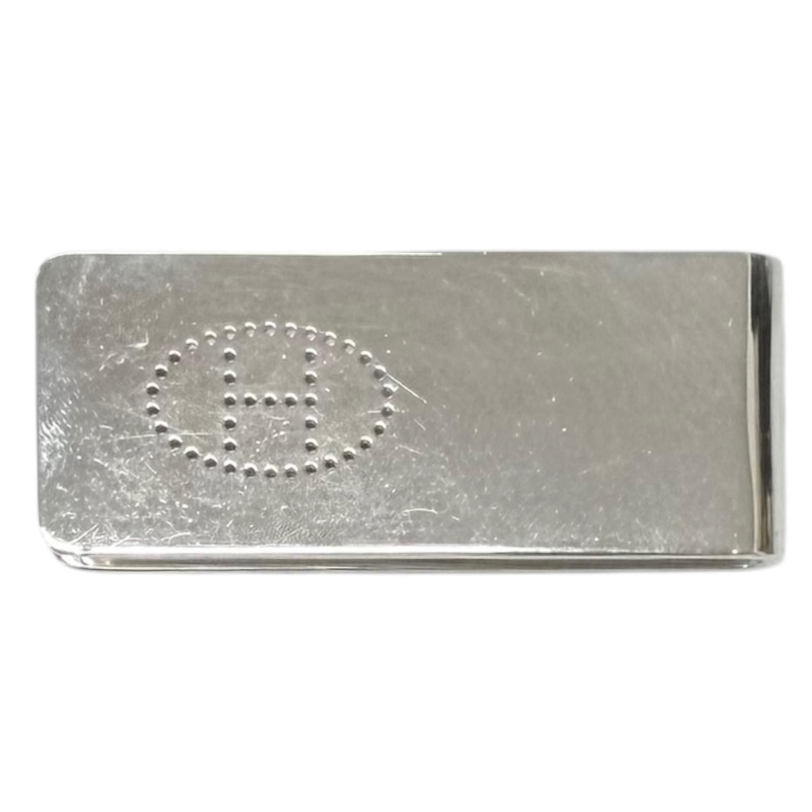 良品□HERMES エルメス AG925 エブリン ロゴ入り 札ばさみ 札クリップ マネークリップ ビルクリップ シルバー 重量25.9g メンズオススメ