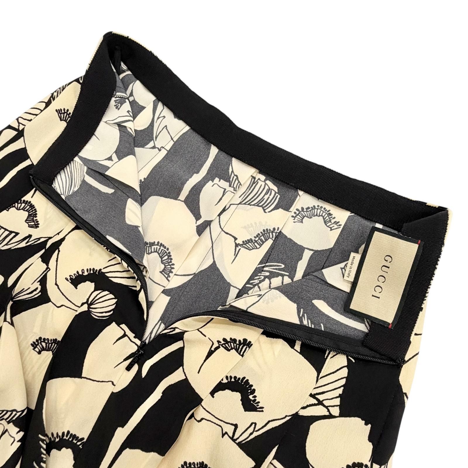 極美品△GUCCI グッチ 409370 シルク100％ ポピーフラワー 総柄 ロング