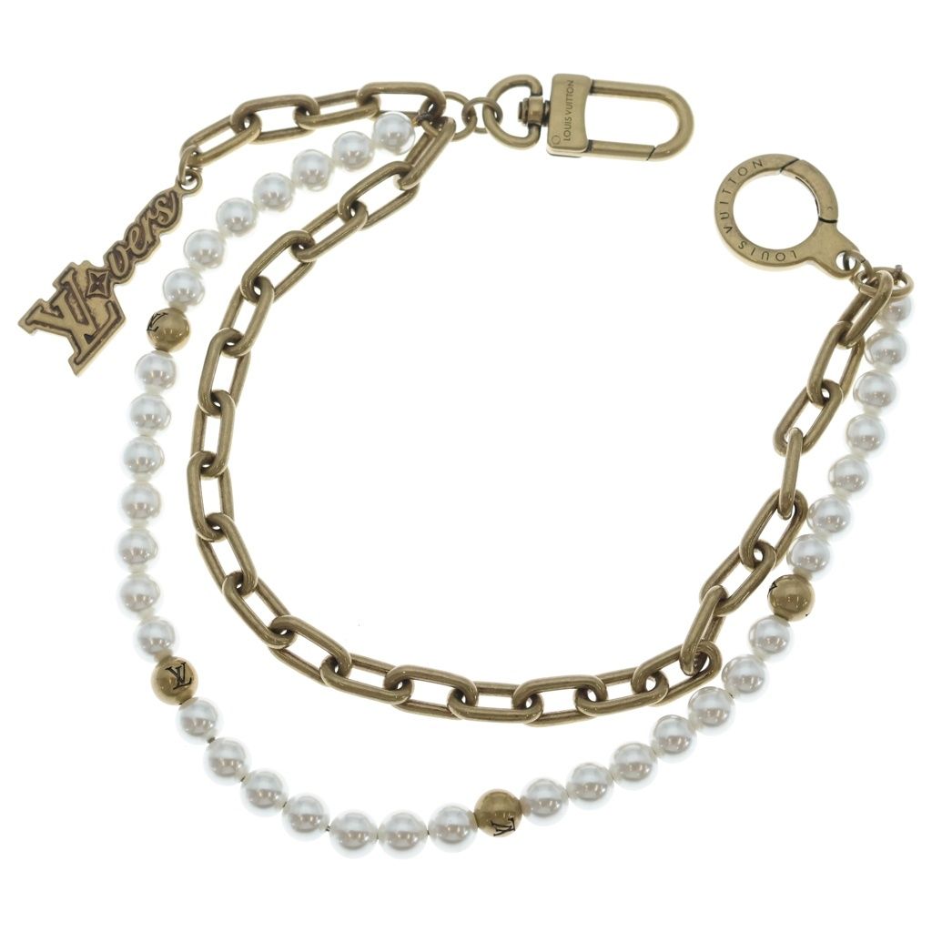 LOUIS VUITTON (ルイヴィトン) ロゴ パール チェーン ベルト バッグ チャーム M01689 AK3274 63,525円