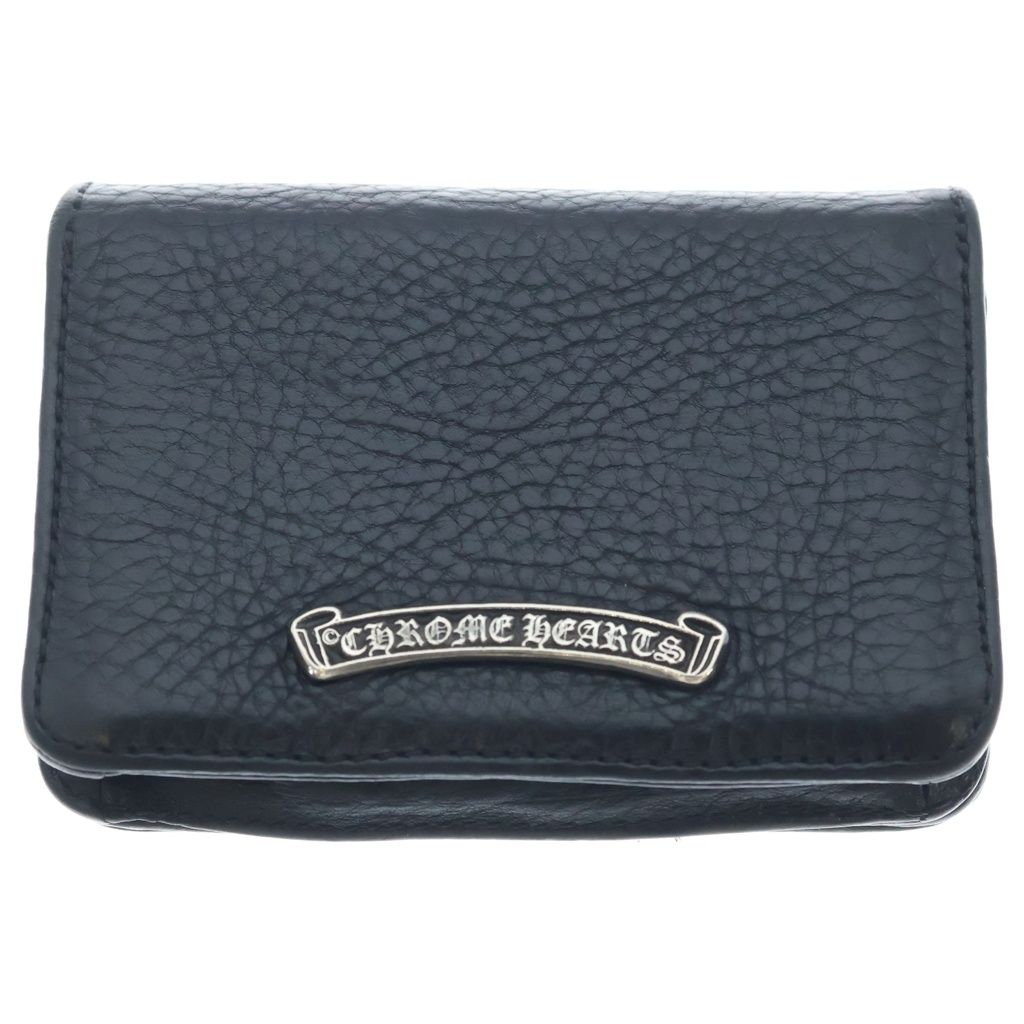 CHROME HEARTS (クロムハーツ) 3POCKET CARD CASE スクロールラベル 3ポケット レザー カードケース ブラック 95,288円