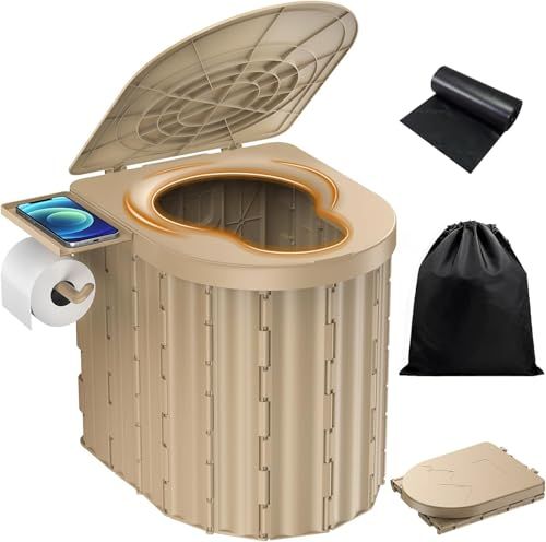 簡易トイレ 防災グッズ 耐荷重2倍アップ 200KGまで 家庭トイレと同じ高さ 緊急時も快適に 10年以上保存 折り畳み式 非常用携帯トイレ 災害用 トイレットペーパーフック 小物ホルダー 人間工学デザイン 仮設トイレ 処理袋12枚入り カー d69d07a9