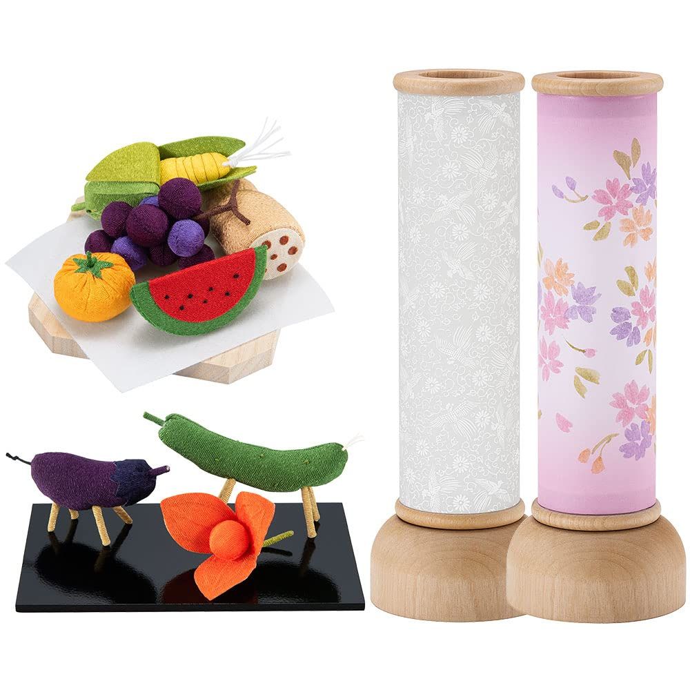 仏壇屋 滝田商店 盆提灯 お盆用品 シンプル 初盆セット 新盆セット ふうら 白紋天・いろは桜 コードレス ３点セット １-I ◆ 初盆飾り 新盆飾り★m 20e8b21b