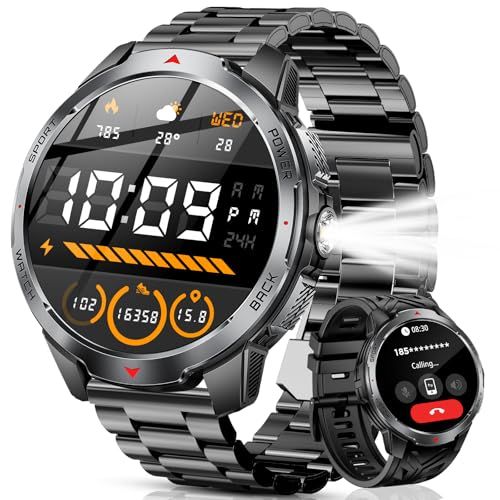 スマートウォッチ【2026革新モデル 最大35日間連続駆動 軍用規格】 Bluetooth通話 LINE/メッセージ通知 1100mAh バッテリー 200日待機 3ATM防水 耐衝撃 100+種類運動モード GPS連携 1.7インチ大画面 437cb85b