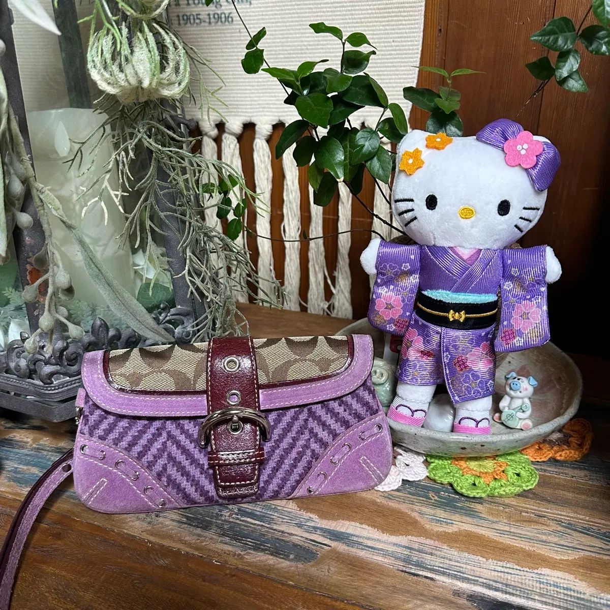 <レアアイテム> COACH(コーチ) シグネチャー(cignature) ヘリンボーン PURPLE(パープル) ソーホー クラッチバッグ 12,656円