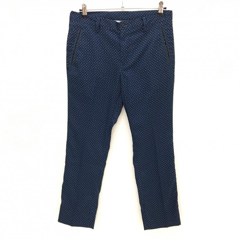 新品】ビームスゴルフ パンツ ネイビー×ブルー×グリーン 総柄 後ろロゴ