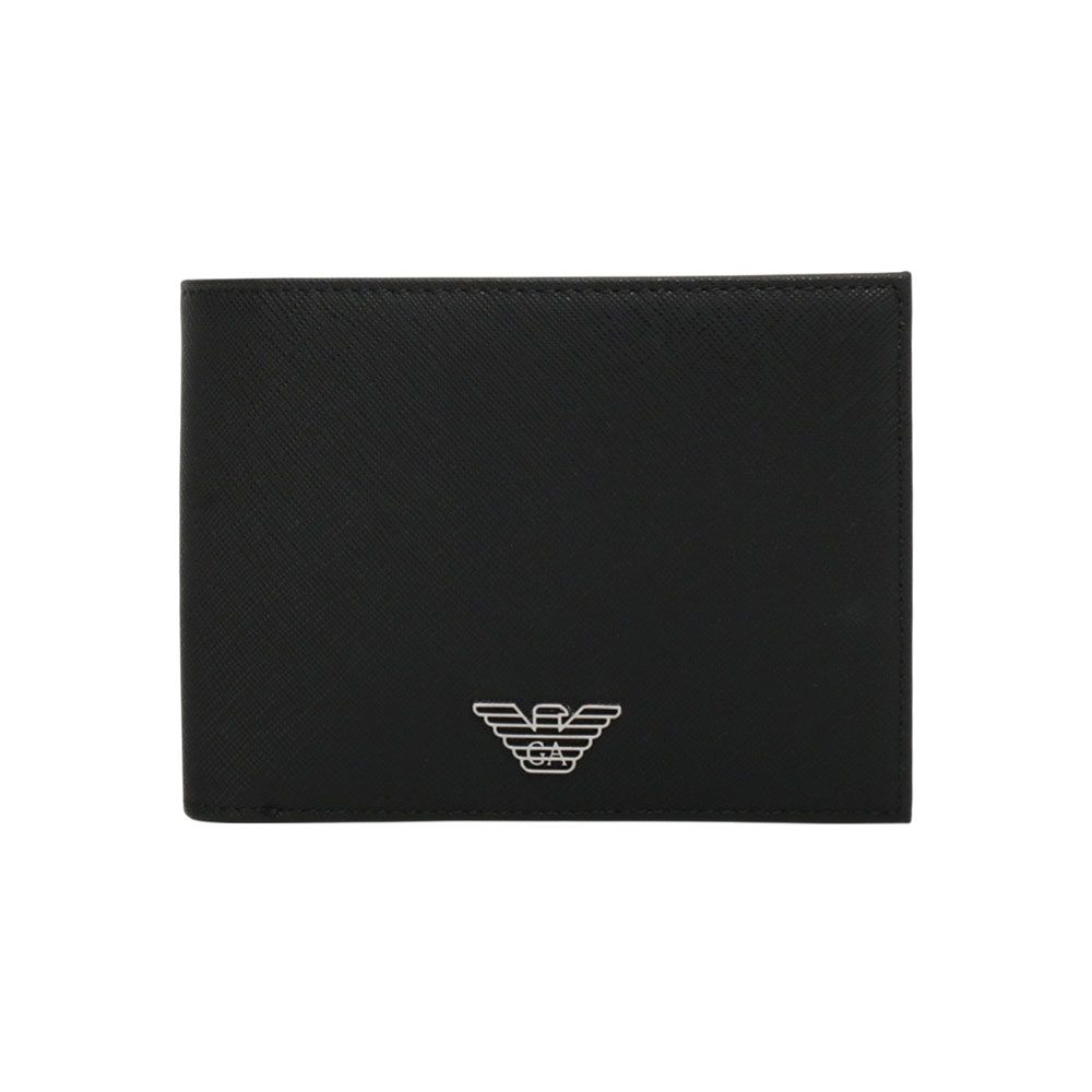 【ギフト対応可】エンポリオ アルマーニ EMPORIO ARMANI 二つ折り財布 ASV COINPOCKET WALLET BLACK サフィアーノ ブラック メンズ 高級 おしゃれ 人気 ブランド 誕生日 記念 プレゼント 送料無料