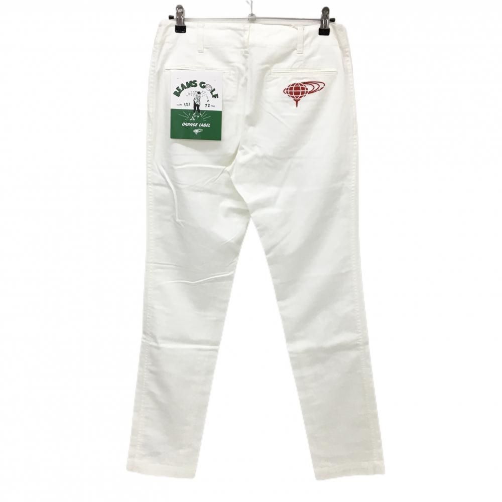 新品】ビームスゴルフ パンツ 白×レッド×ネイビー ロゴ刺しゅう