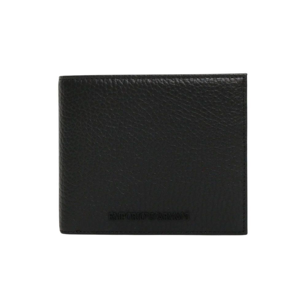 【ギフト対応可】エンポリオ アルマーニ EMPORIO ARMANI 二つ折り財布 BI-FOLD WALLET NERO / BLACK 本革 牛革 ブラック メンズ 高級 おしゃれ 人気 ブランド 誕生日 記念 プレゼント ギフト 送料無料