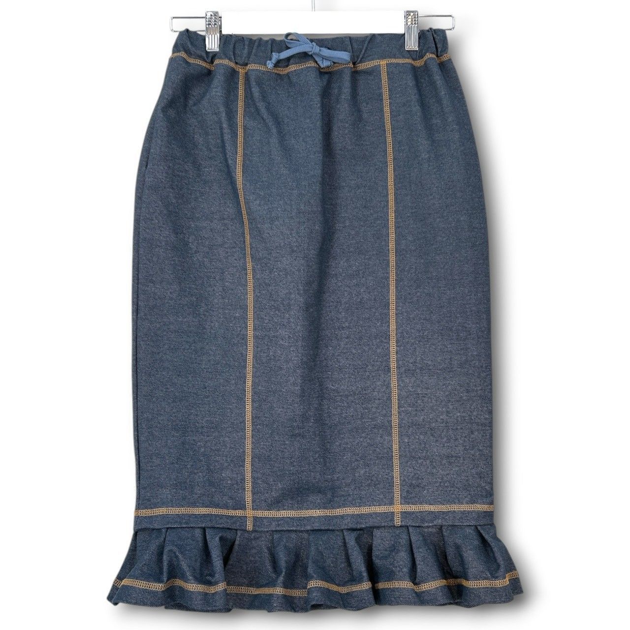 MILK ミルク Beat Skirt ビートスカート ウエストゴム ストレッチ 裾フリル デニム風 インディゴ レディース 春 夏 ゴーゴー古着マルイ北千住店 22 No.2880