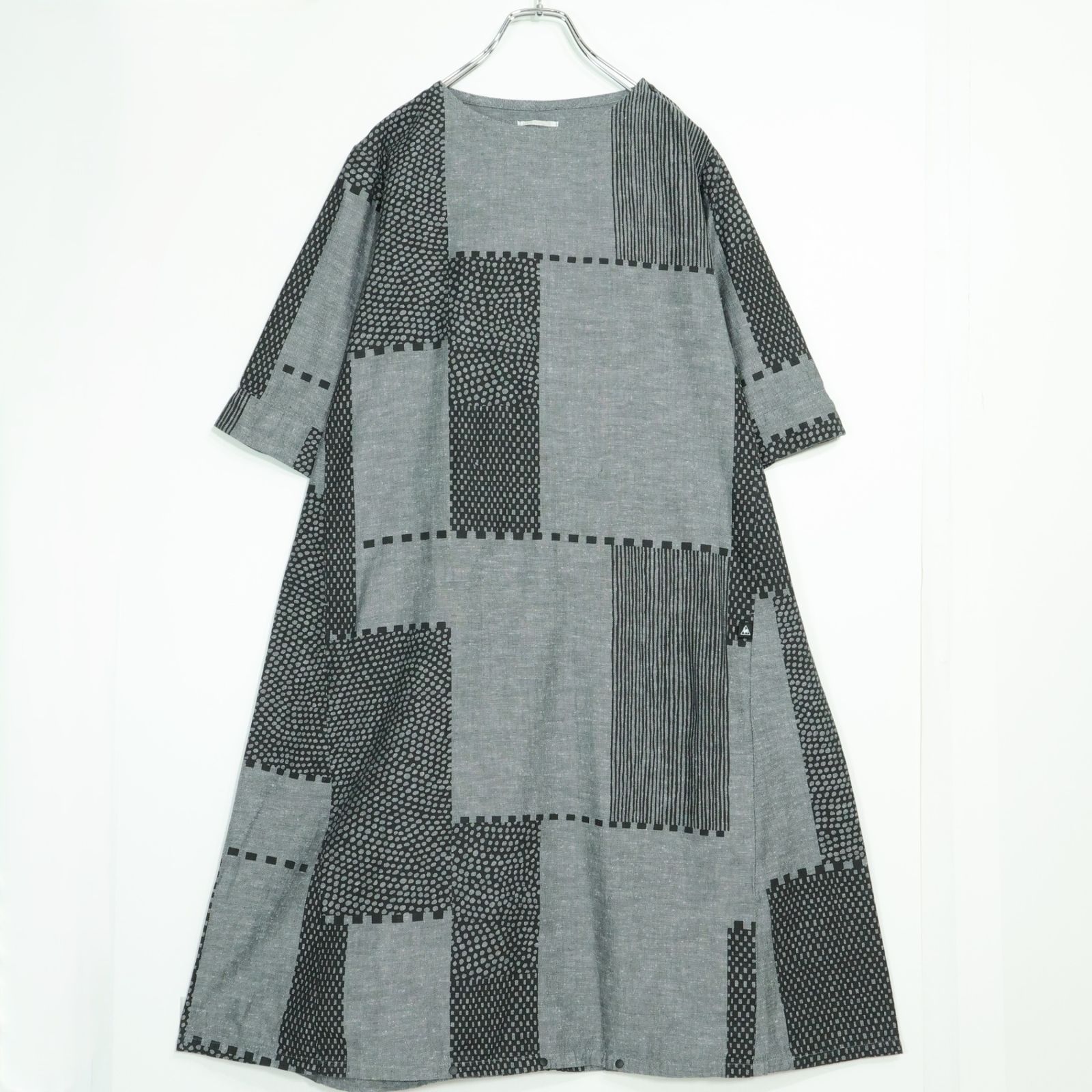 【美品】SOUSOU×le coq sportif BIKE★和モダン柄が素敵♪間がさね 半袖 ワンピース 黒グレー系 z22899 6,080円