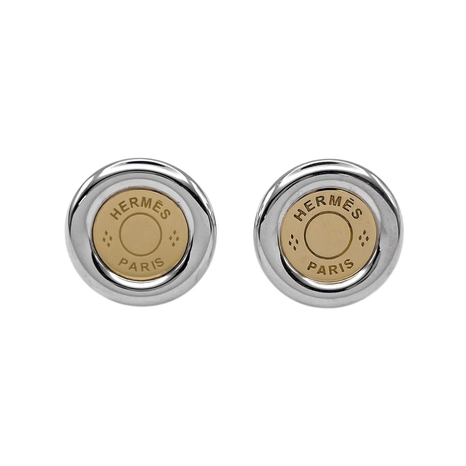HERMES エルメス クルードセル セリエ スタッド ピアス コンビ SV925 K18 750 シルバー ユニセックス 【中古】