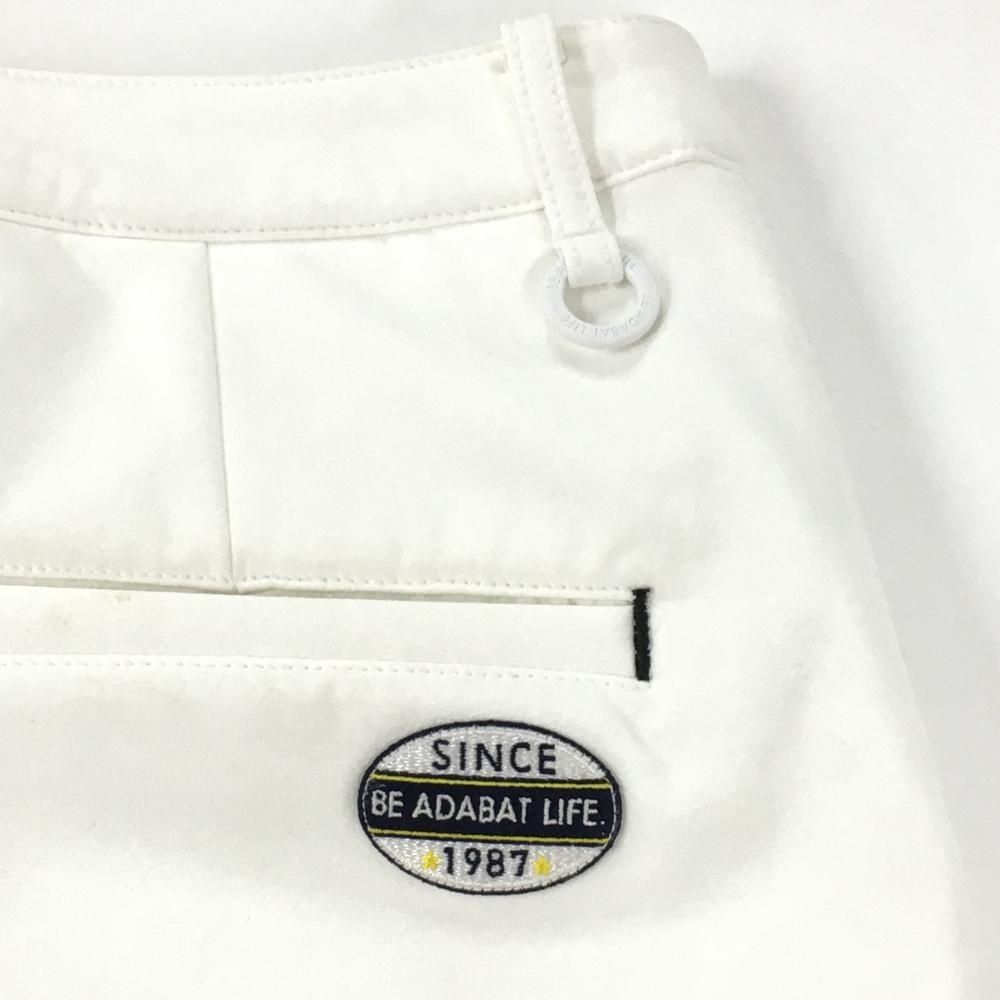 アダバット スカート 白×ダークネイビー 裏起毛 ロゴ ストレッチ