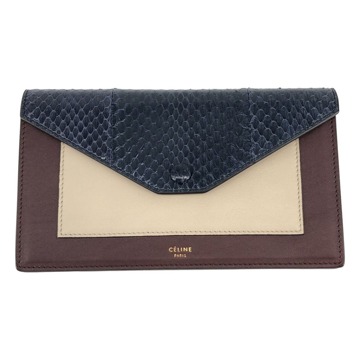CELINE / セリーヌ | パイソン レザー 財布 86EC295 | ブラウン/ベージュ/ネイビー | レディース 12,230円