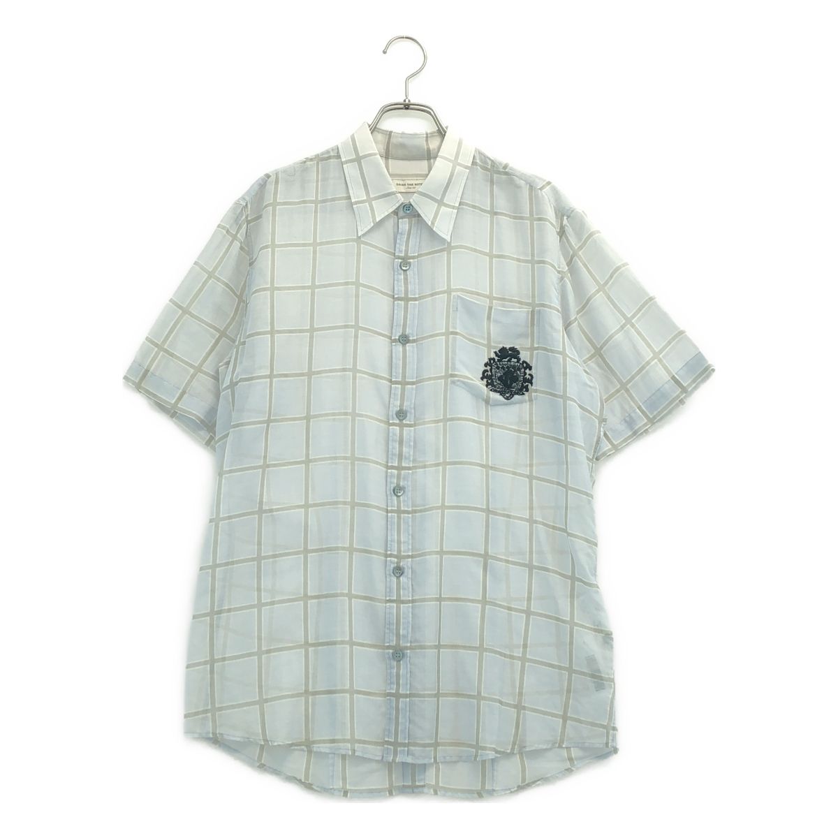 DRIES VAN NOTEN / ドリスヴァンノッテン | チェック シャツ_半袖 73-05-11-05005 | 48 | ライトブルー | メンズ 12,405円