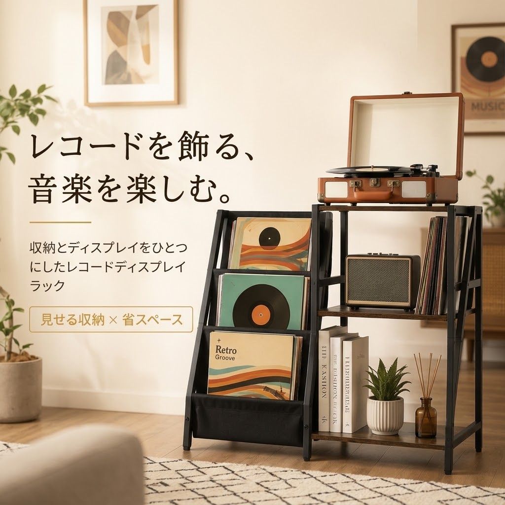 レコードラック レコード収納 LP収納 レコードプレーヤー台 オーディオ