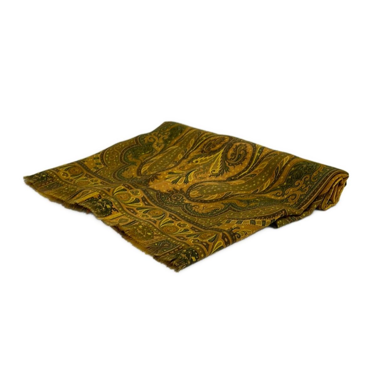 ETRO(エトロ) ストール(ショール)美品  - ライトブラウン×カーキ×マルチ ペイズリー柄 ウール、シルク