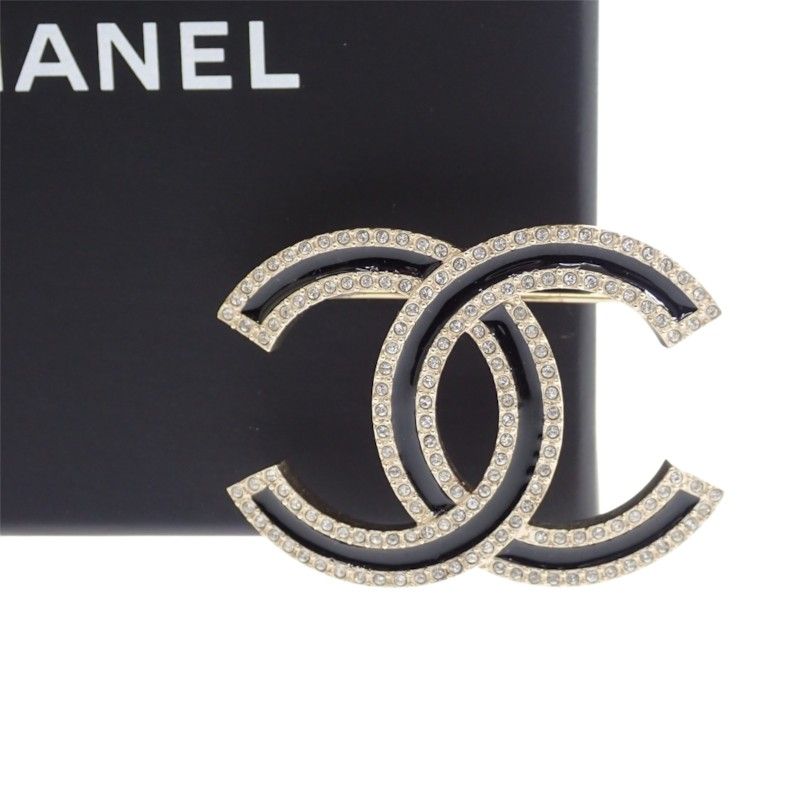シャネル CHANEL ココマーク C23K ブローチ メタル クリスタル ゴールド ブラック レディース アクセサリー 付属品あり【中古】【Aランク】